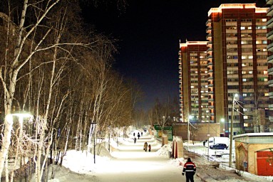 Тында Бамовский Арбат в ночных огнях